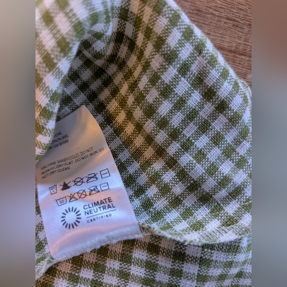 Reformation Daria Linen Mini Dress Avocado Green Gingham Check Size 4 - Picture 12 of 14